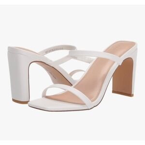 NEW The Drop Avery White Size 6.5 Square Toe Two Strap High Heel Sandal Heels